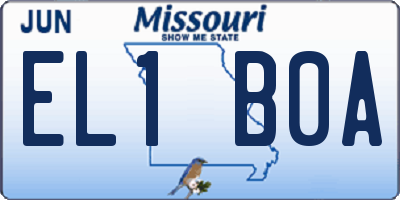 MO license plate EL1B0A