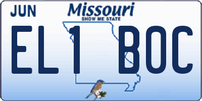 MO license plate EL1B0C