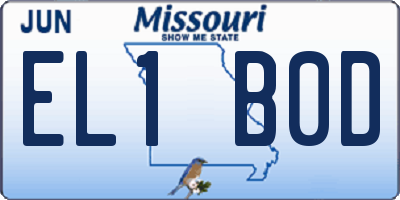 MO license plate EL1B0D