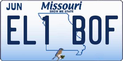 MO license plate EL1B0F