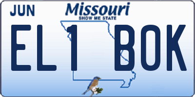 MO license plate EL1B0K