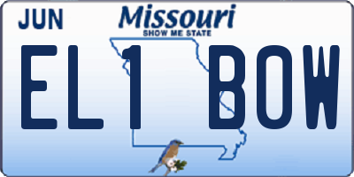 MO license plate EL1B0W