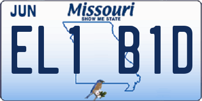 MO license plate EL1B1D