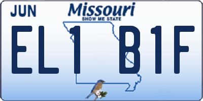 MO license plate EL1B1F