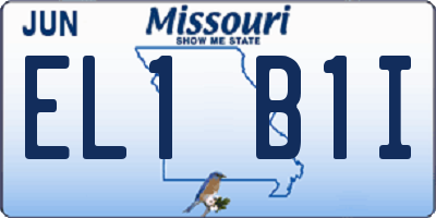 MO license plate EL1B1I