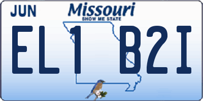 MO license plate EL1B2I