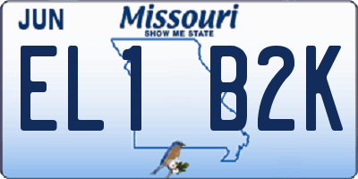 MO license plate EL1B2K