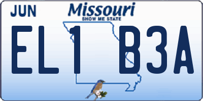 MO license plate EL1B3A