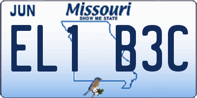MO license plate EL1B3C