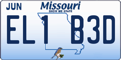 MO license plate EL1B3D