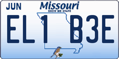MO license plate EL1B3E
