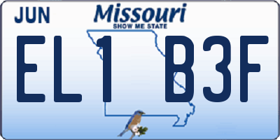 MO license plate EL1B3F