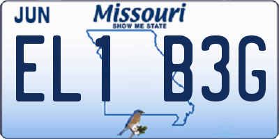MO license plate EL1B3G