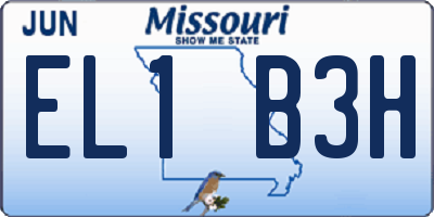 MO license plate EL1B3H