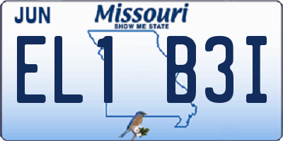 MO license plate EL1B3I