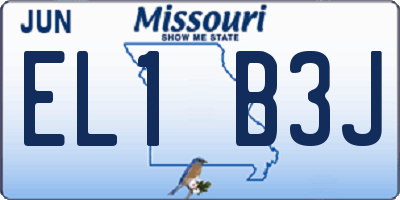 MO license plate EL1B3J