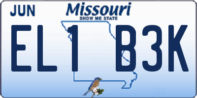 MO license plate EL1B3K