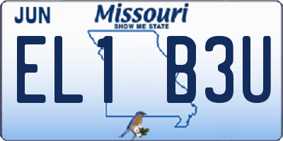 MO license plate EL1B3U