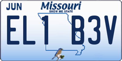 MO license plate EL1B3V