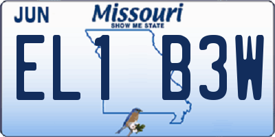 MO license plate EL1B3W