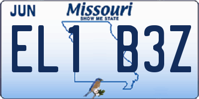 MO license plate EL1B3Z