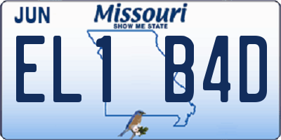 MO license plate EL1B4D