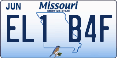 MO license plate EL1B4F