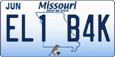 MO license plate EL1B4K
