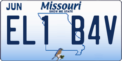MO license plate EL1B4V
