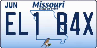 MO license plate EL1B4X