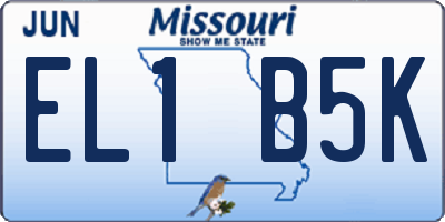 MO license plate EL1B5K
