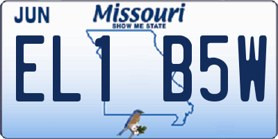 MO license plate EL1B5W