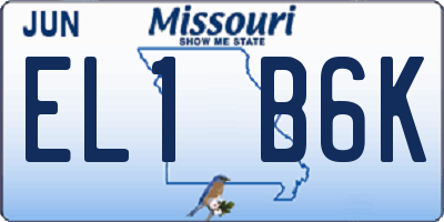 MO license plate EL1B6K