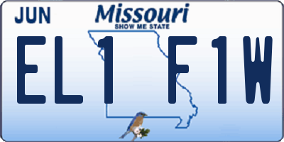 MO license plate EL1F1W