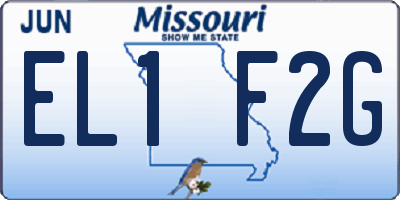 MO license plate EL1F2G