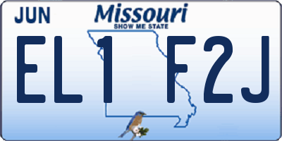 MO license plate EL1F2J