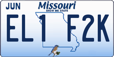 MO license plate EL1F2K