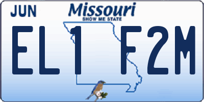 MO license plate EL1F2M