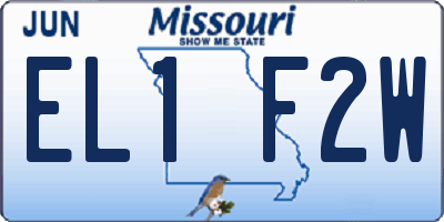 MO license plate EL1F2W