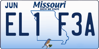 MO license plate EL1F3A