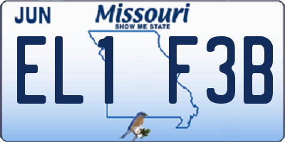 MO license plate EL1F3B