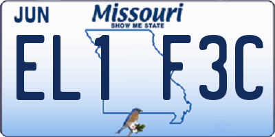 MO license plate EL1F3C