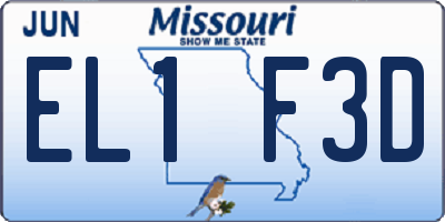 MO license plate EL1F3D