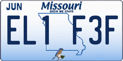 MO license plate EL1F3F