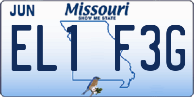 MO license plate EL1F3G