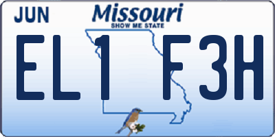 MO license plate EL1F3H