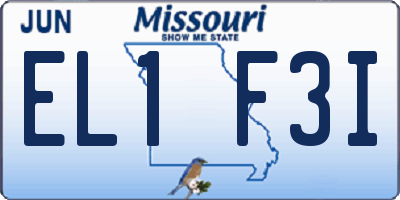 MO license plate EL1F3I