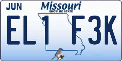 MO license plate EL1F3K