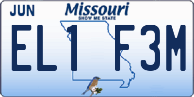 MO license plate EL1F3M