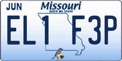 MO license plate EL1F3P